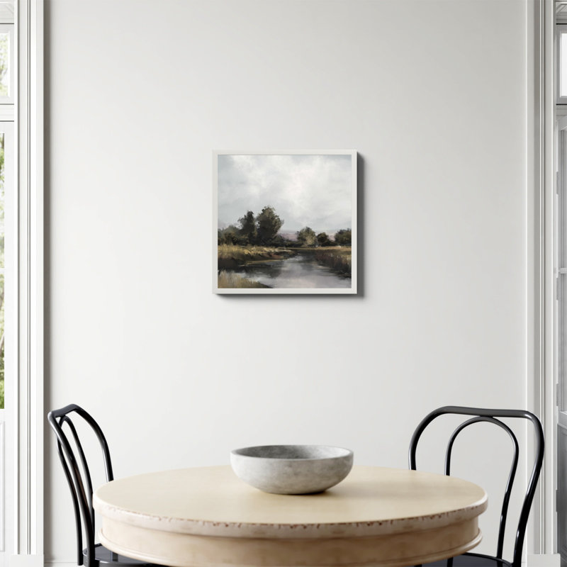 Imprimé «Spring River» par Dan Hobday, Non, H 20 po x l 20 po, Papier avec cadre unique blanc