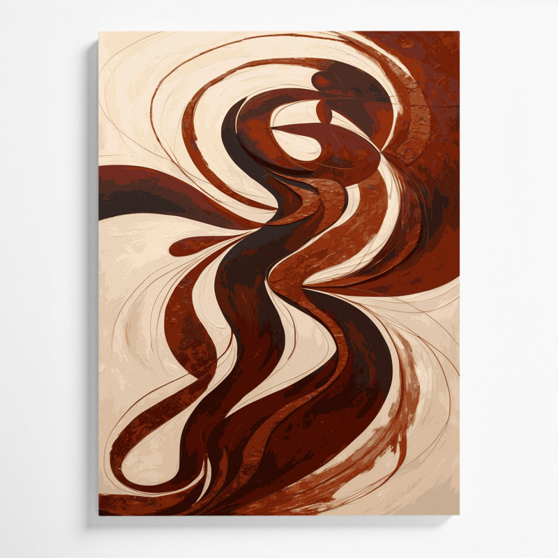 Art abstrait abstrait sur toile beige, H 24 po x l 20 po