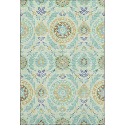 Premium Machine Washable Prisco Mint Rug