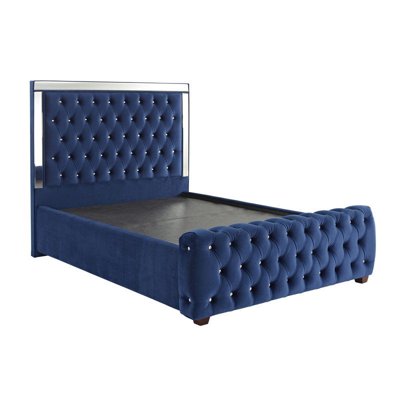 Kaleb Upholstered Bed, Plush Marine, Double (4'6)