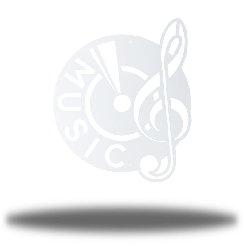 Décoration murale disque de musique en métal, Blanc, H 30 po x l 30 po x P 0,06 po