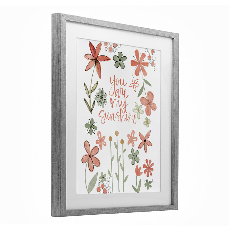 «You Are Sunshine with Florals», reproduction sous verre encadrée, design par Katie Doucette, H 21 po x l 17 po