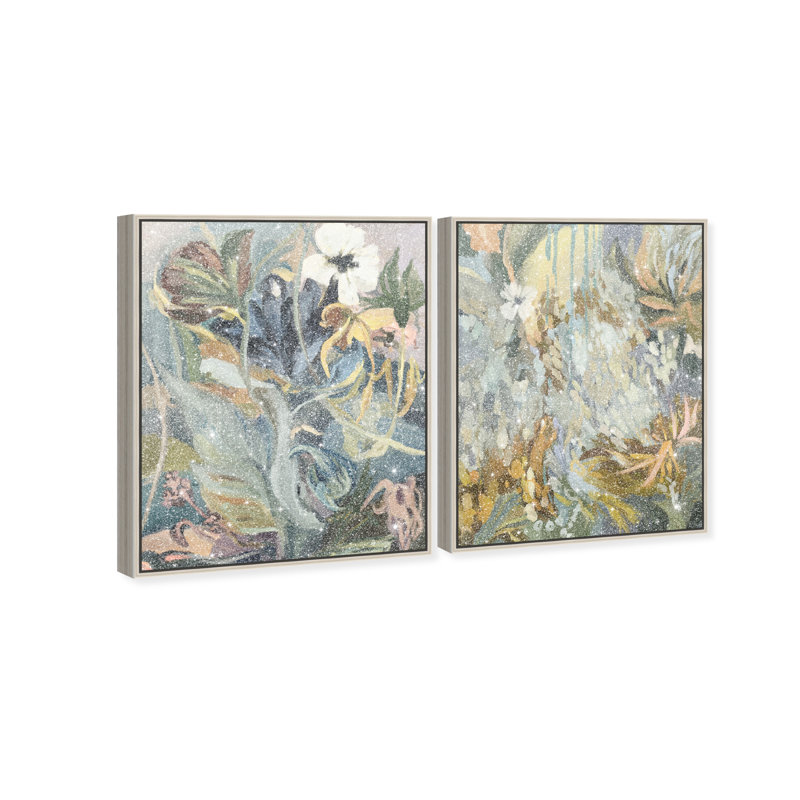 Moss Overlap Set Set by Oliver Gal, 42"H x 34"W, Silver Floater Frame
