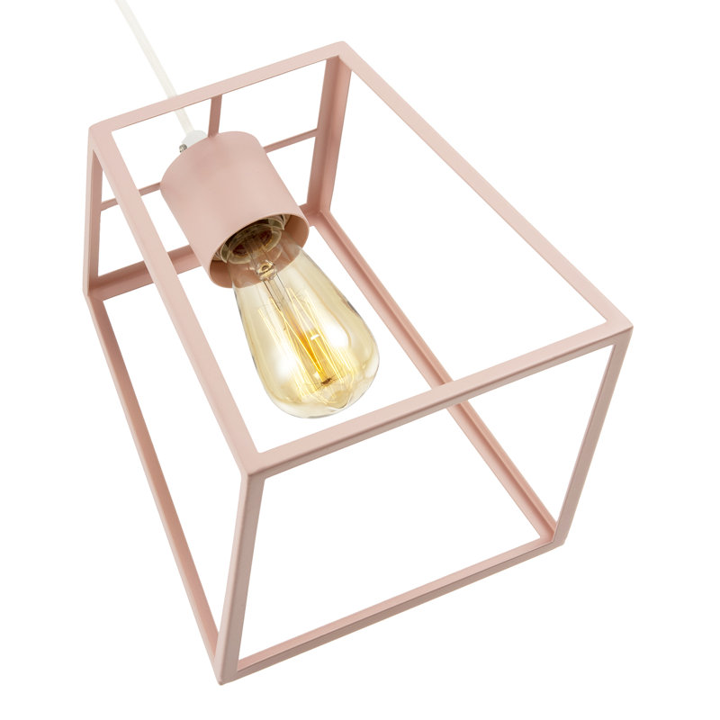 25cm H Metal Square Pendant Shade ( Screw On ), Pink