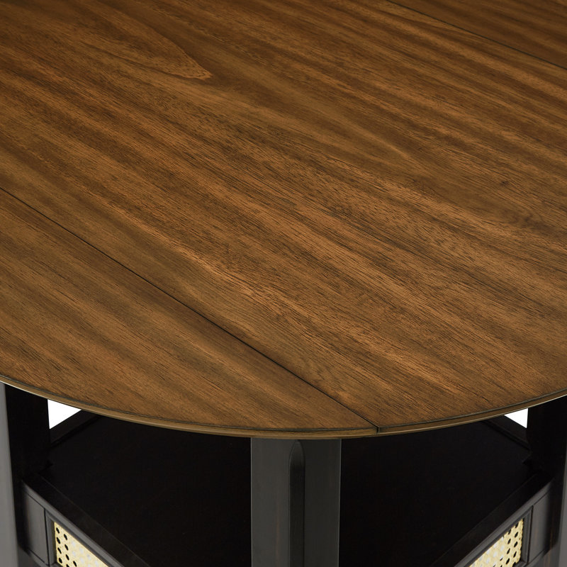 Pulukan Counter Height Drop Leaf Dining Table, Counter Height (36" Height), Black