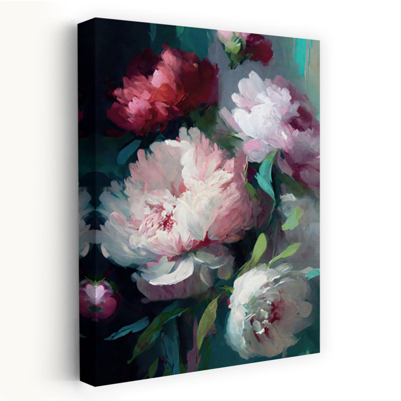 Art mural abstrait contemporain pivoines Lucious