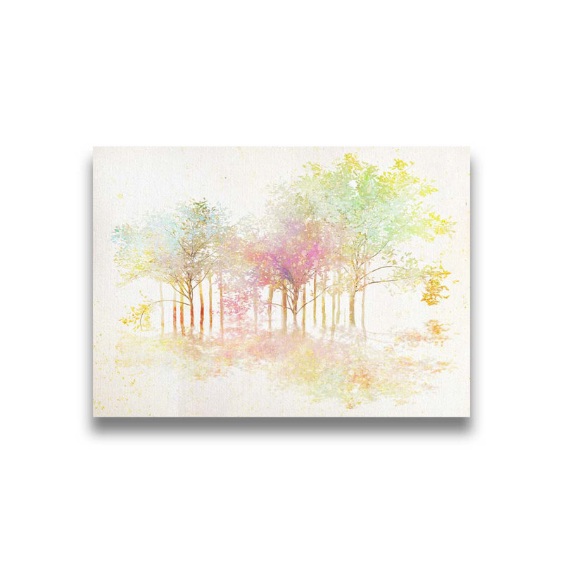 Arbres pastel Robinia par Hal Halli. Impression sur papier - Montée et encadrée avec de l'acrylique transparent