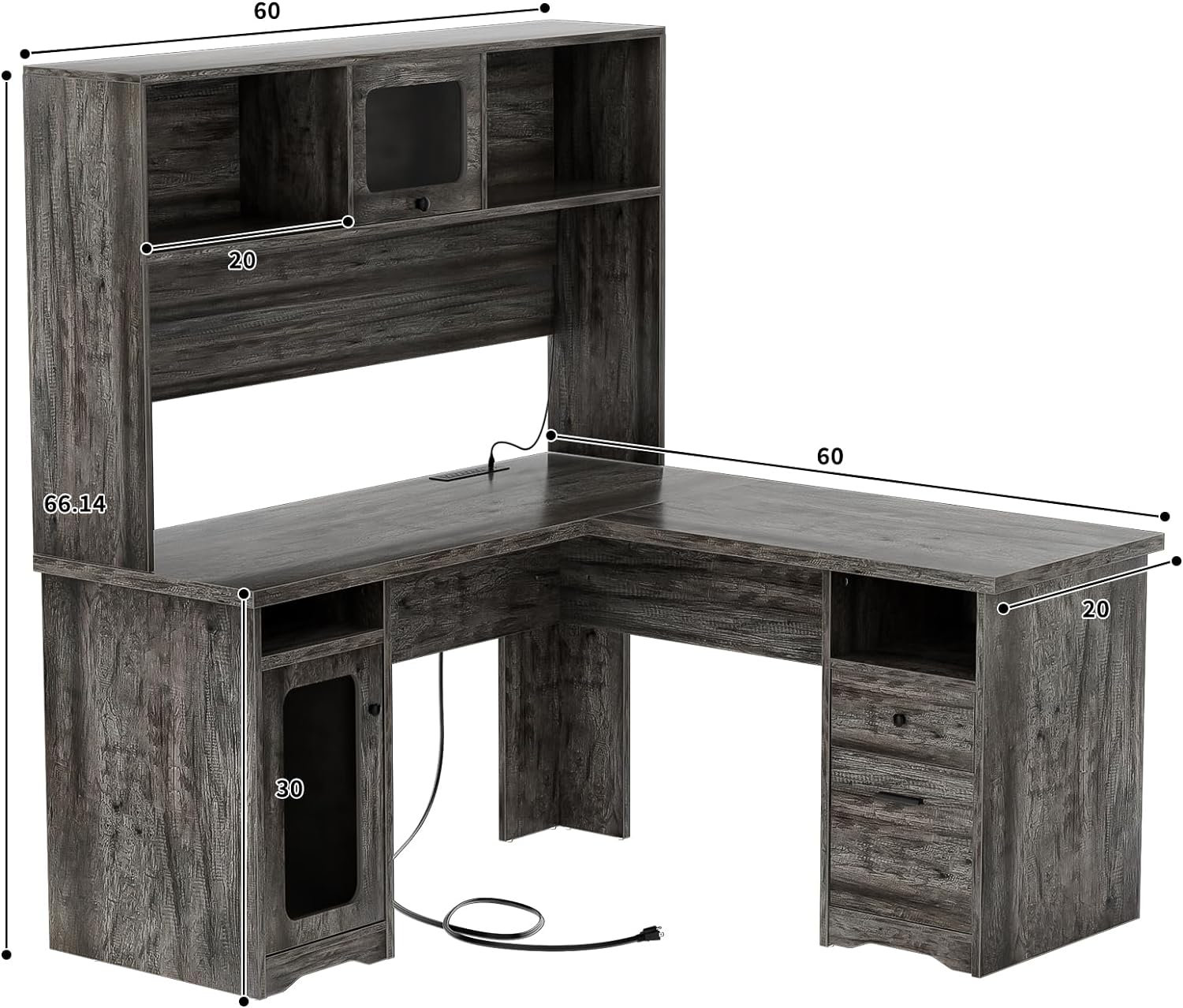 Vello L Shaped Desk with Drawers