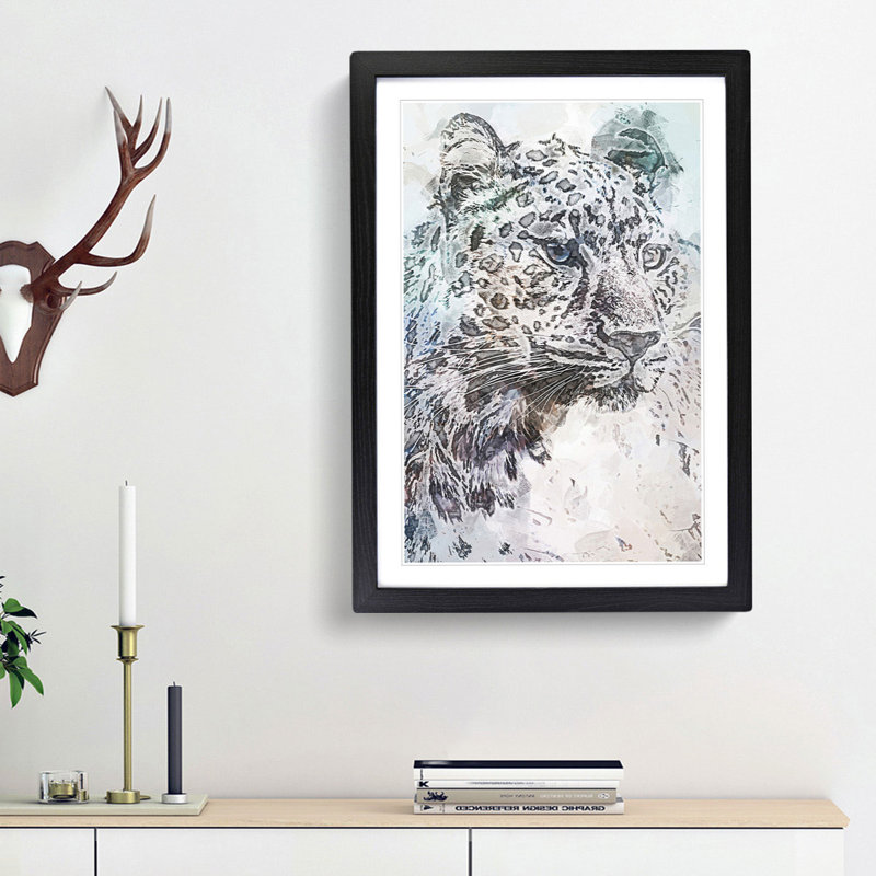 The Portrait of a Cheetah in Abstract - Picture Frame Painting Print, 48cm H x 36cm W x 2cm D, Black Framed