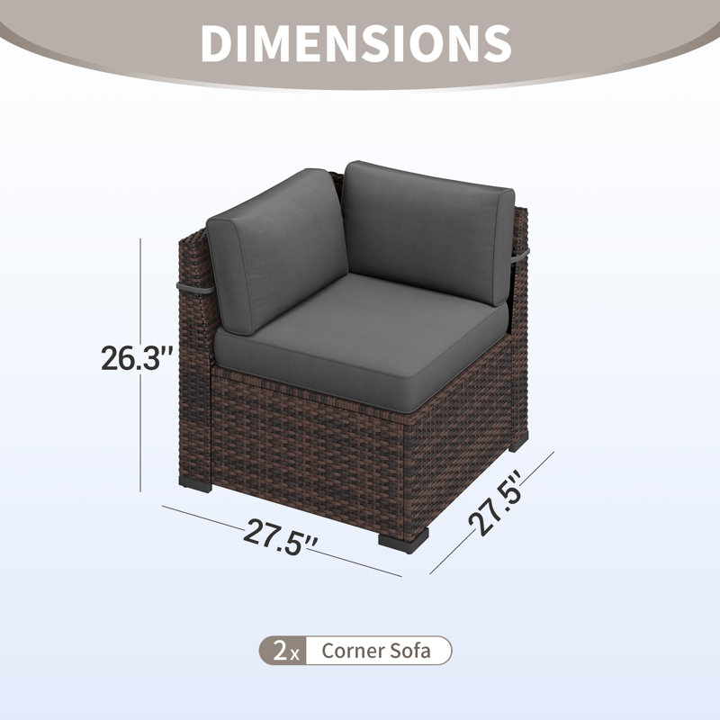 Yentin Straight Wicker Loveseat with Cushions, Grey