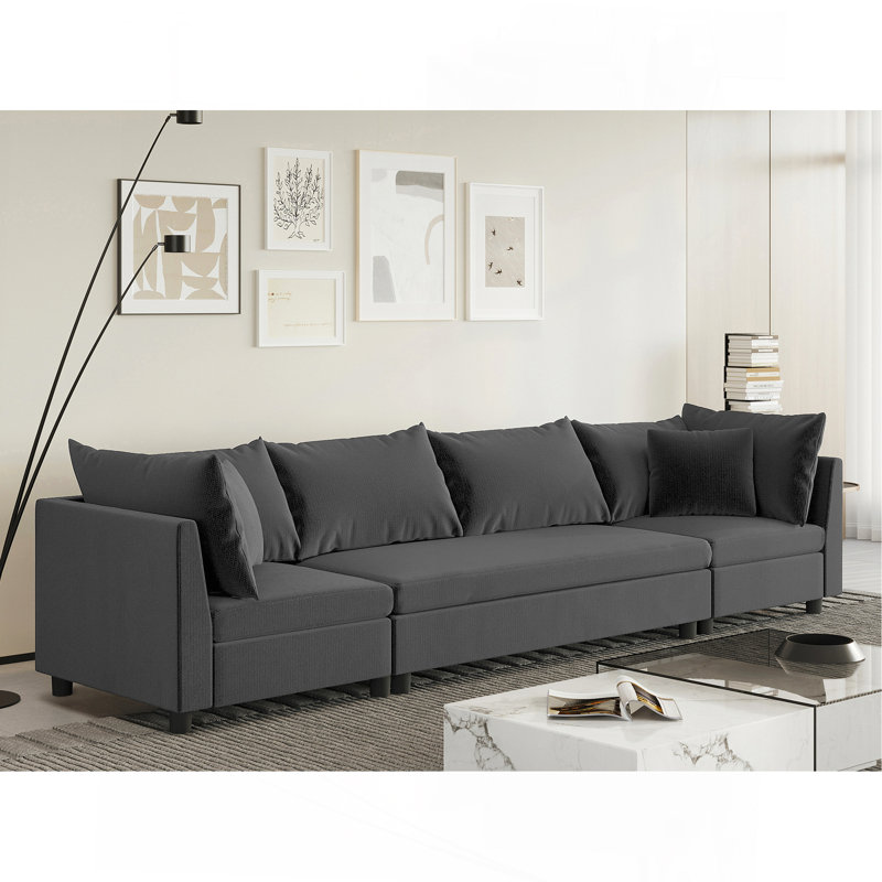 Canapé modulaire moderne 116 * 30 po, Gris chenille