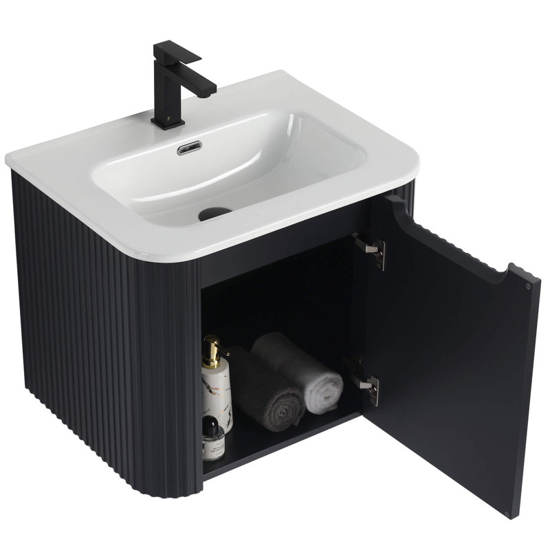 Meuble-lavabo moderne Caskvalley, Noir carbone