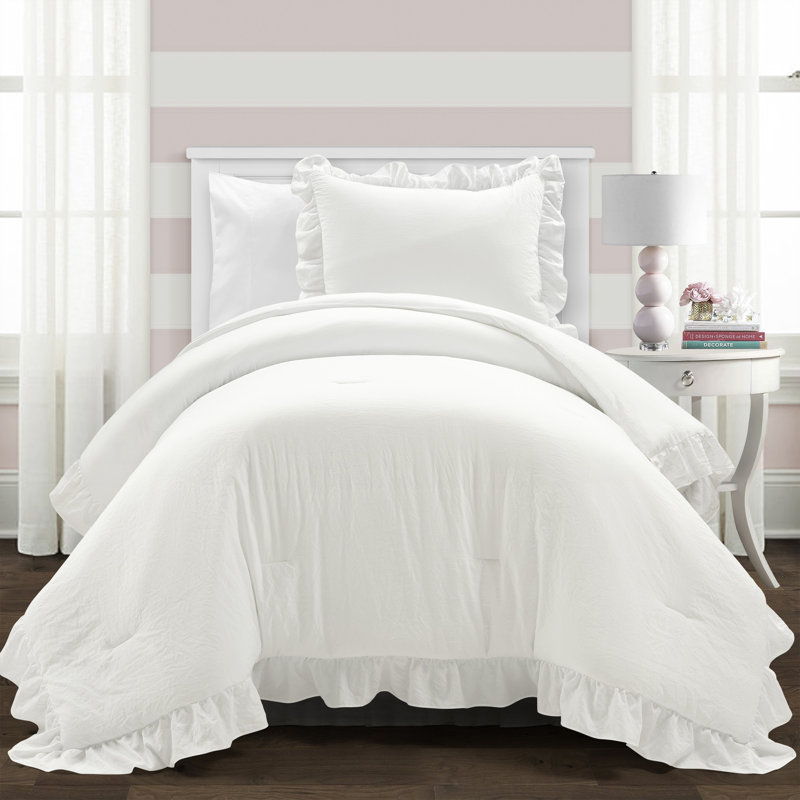 Pure White Reversible 3 Piece Comforter Set, Pure White , Queen Comforter + 2 Standard Shams