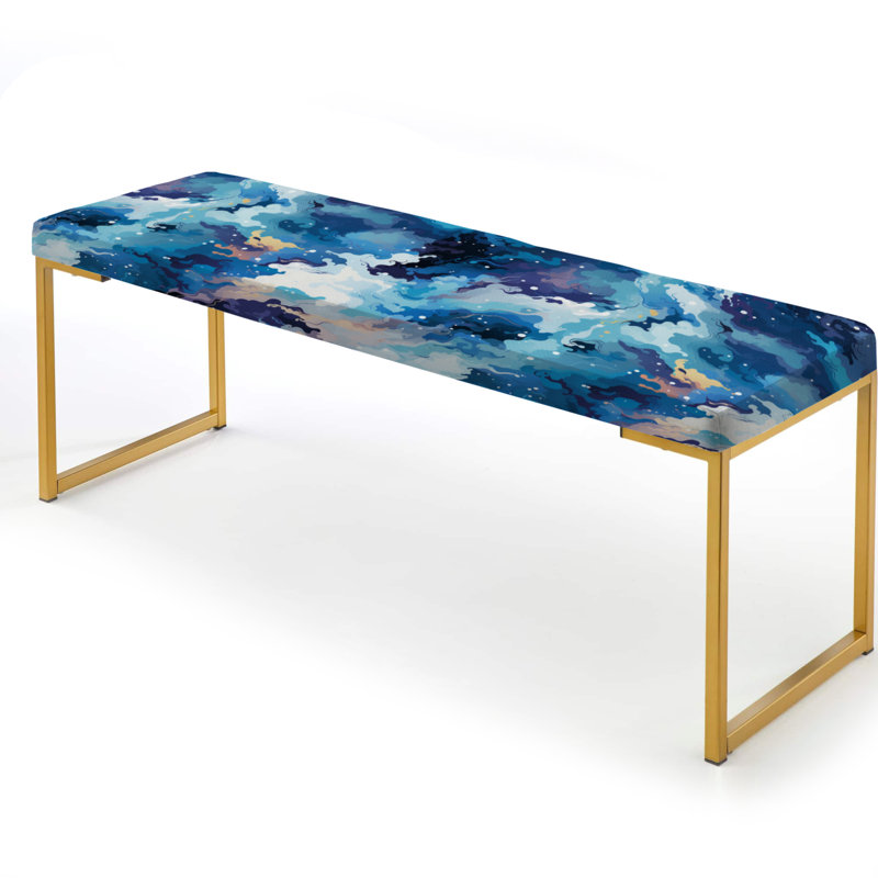 Aura céleste bleu camouflage - banc rembourré abstrait doré