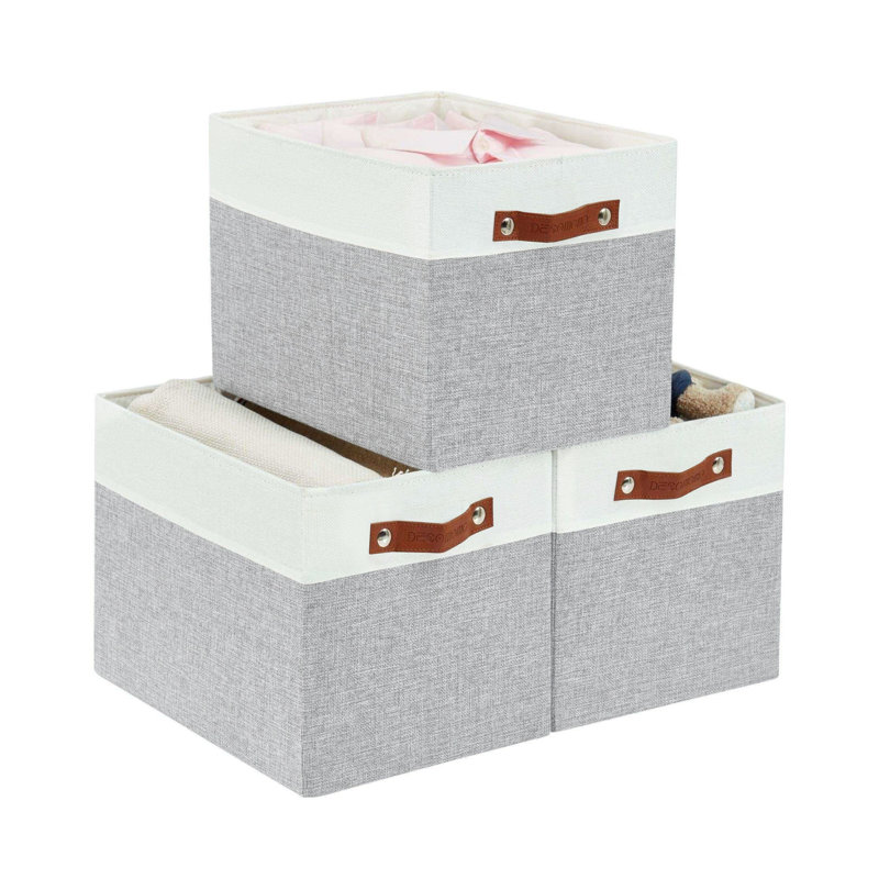 Ensemble de cubes en tissu, Gris clair / Blanc