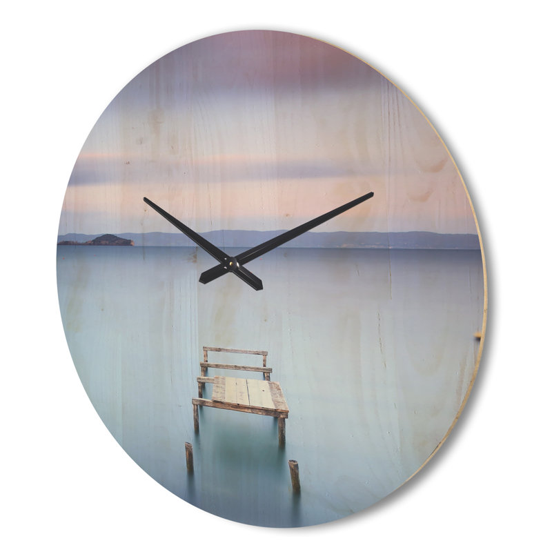 Lumineux horloge murale en bois mauve vif, Grand
