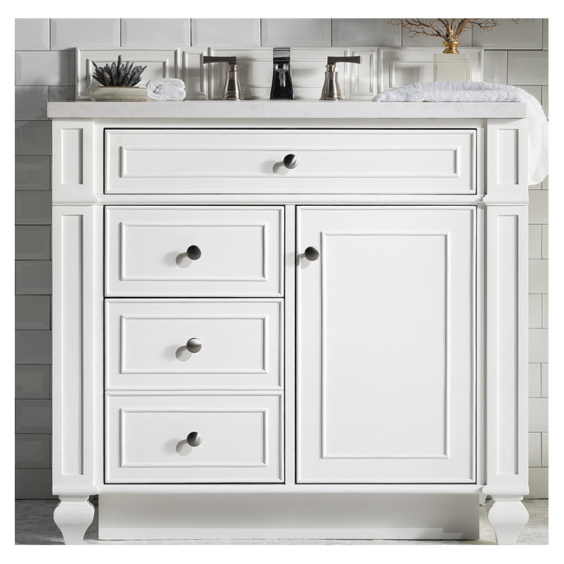 Bristol 36'' W Single Vanity, Carrara White, Bright White, 8" Widespread