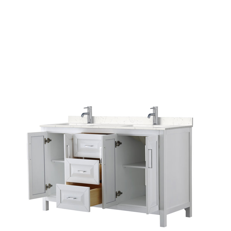 Daria 60'' W Double Vanity, White, Polished Chrome