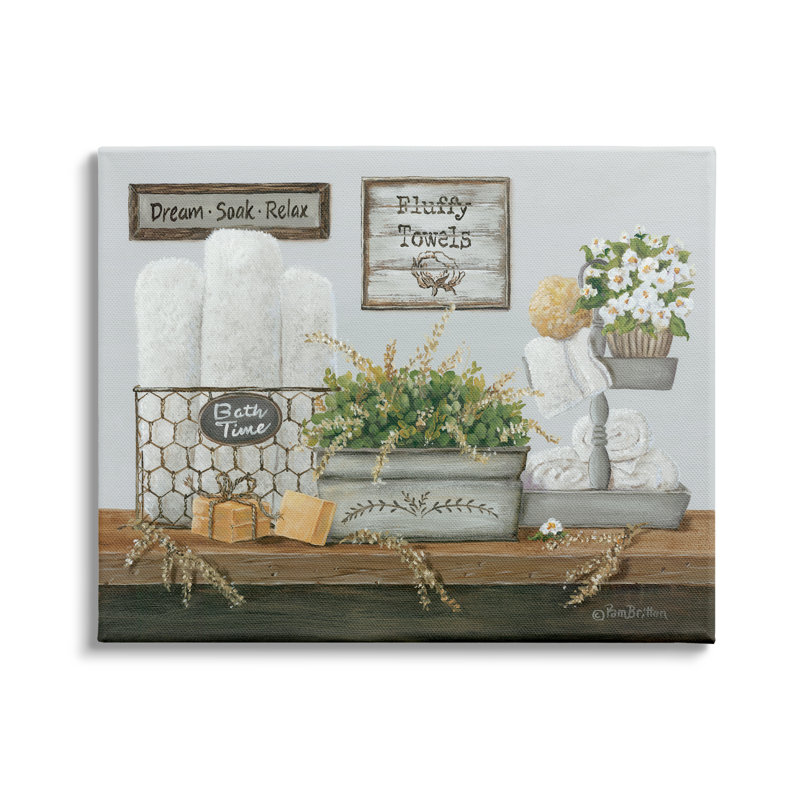Serviette de salle de bain Country Washroom Counter Still Life - Peinture, Toile tendue, H 24 po x l 30 po, Sans cadre