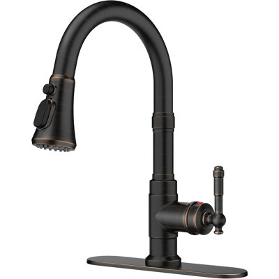 Vintage Kitchen Faucet with Pull Down Sprayer, Oil Rubbed Bronze High Arc Single Handle Stainless Steel Sink Faucet