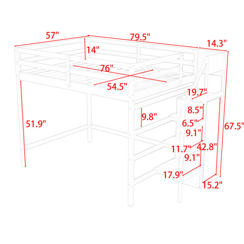 Lit mezzanine double Faroug par Harriet Bee, gris