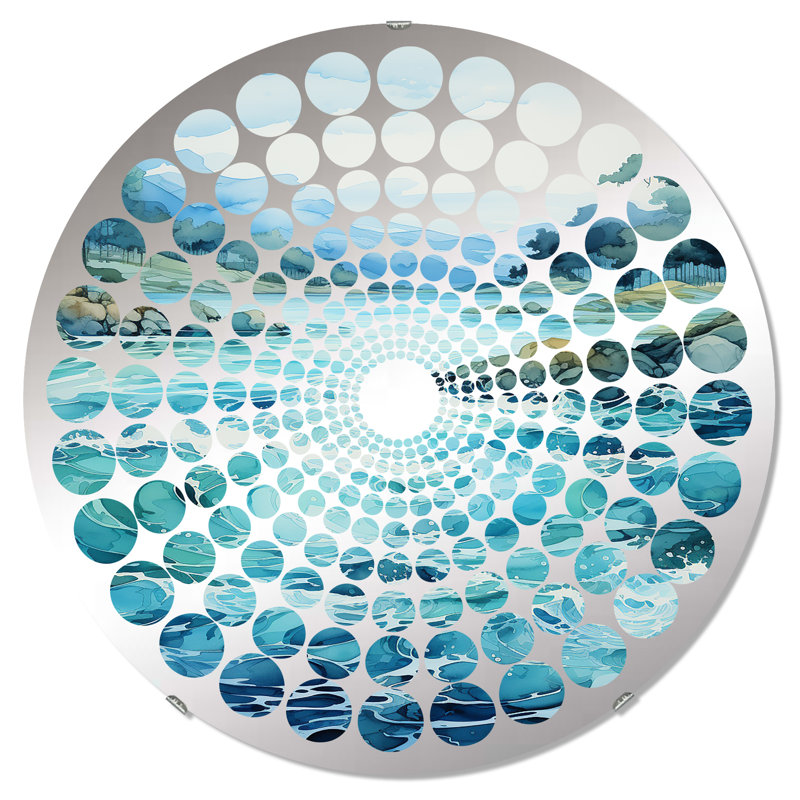 Miroir décoratif à points radiaux Minimalisme Mountain Lakes I - MIR116080-Round, 31,4 po x 31,4 po