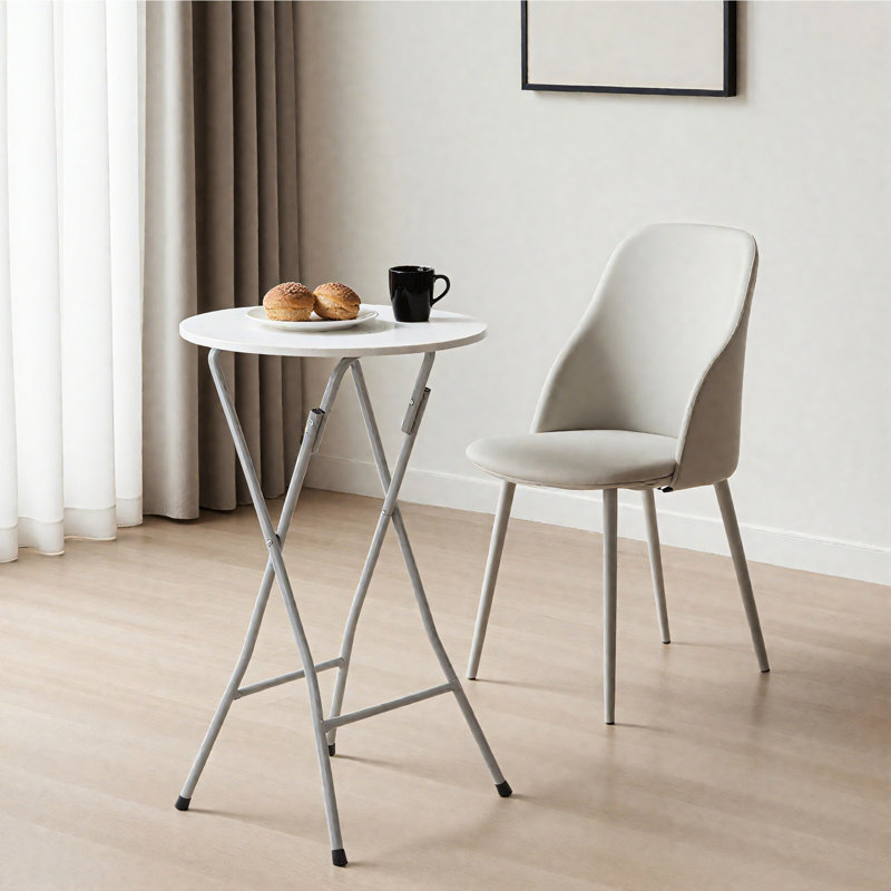 Table de bar pliante de 2 - Stable et sécuritaire, pieds amovibles, peu encombrants, bois d'hévéa blanc antidérapant, tables de cocktail de 19,93 po de conception élégante, capacité de charge élevée, automatique