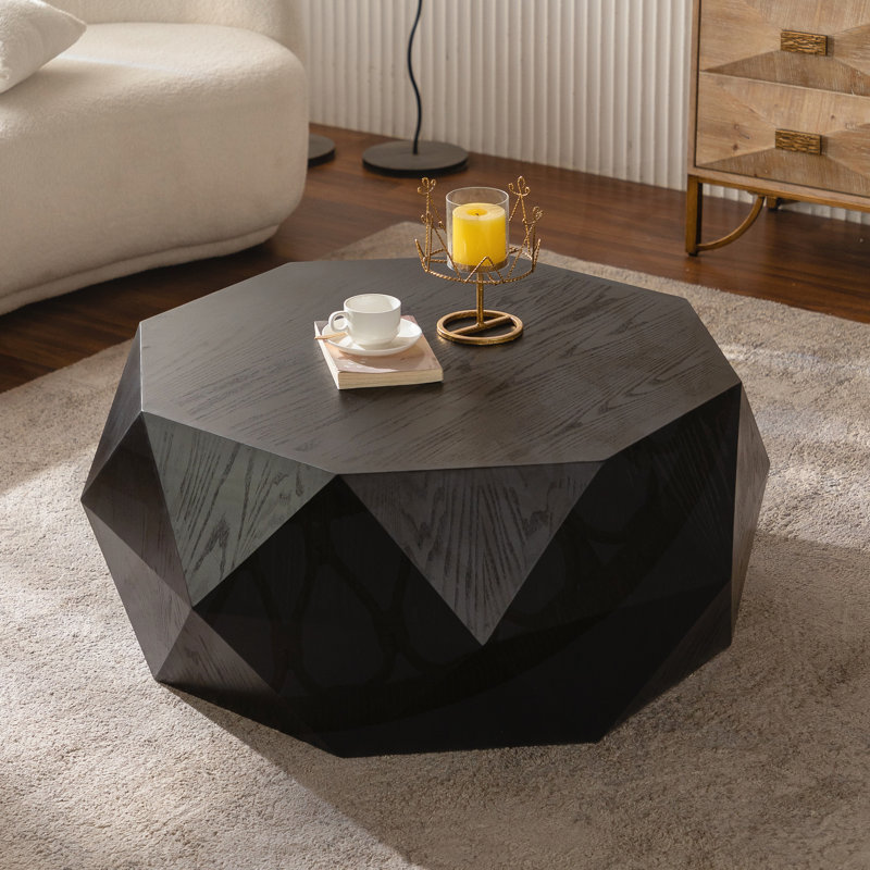 Table basse de 38 pouces à motif tridimensionnel de style rétro américain, design durable et élégant