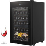 16.9'' 24 Bottles Wine Refrigerator (40°F To 65°F) With Upgraded Compressor Cooling Digital Temperature Control Mini Wine Cellar