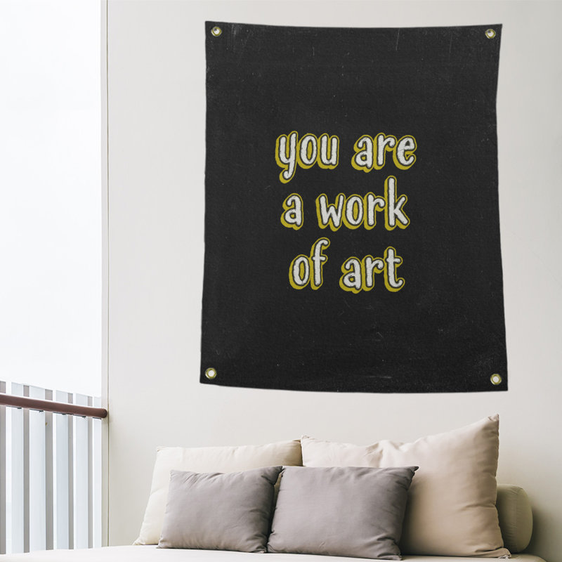 Tapisserie en polyester tableau noir quot, H 80 po x l 59 po, Jaune
