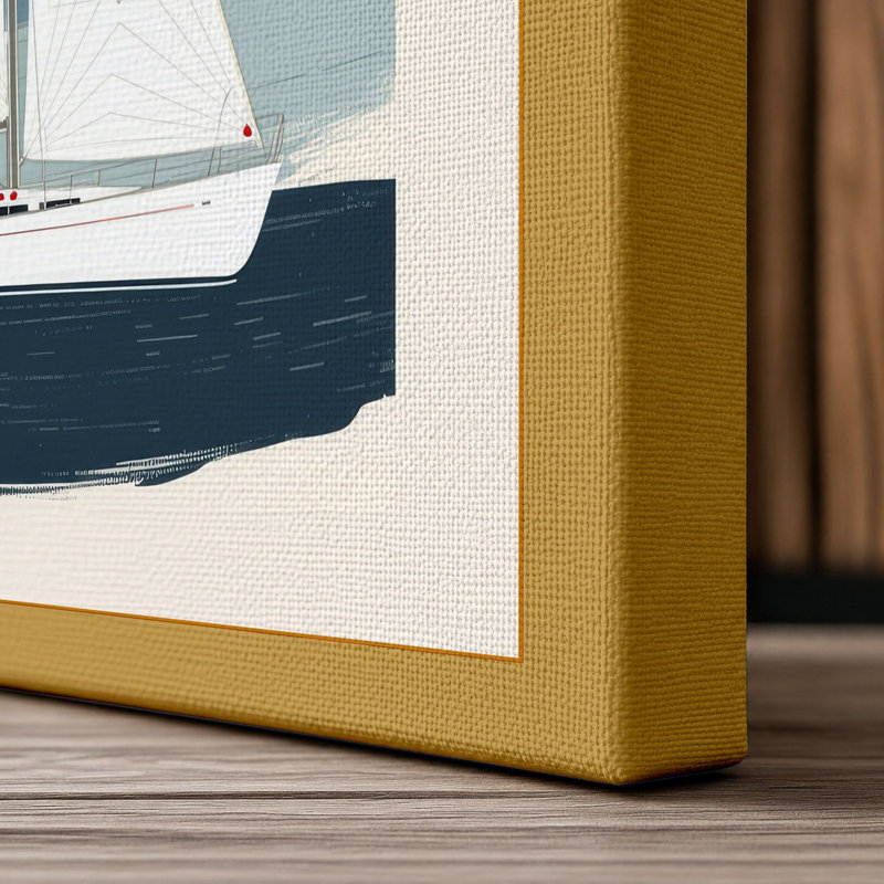 Sailing at Dawn Mid-Century - Wrapped Canvas, 18x12 - 45.7 x 30.5 cm, Ochre Border