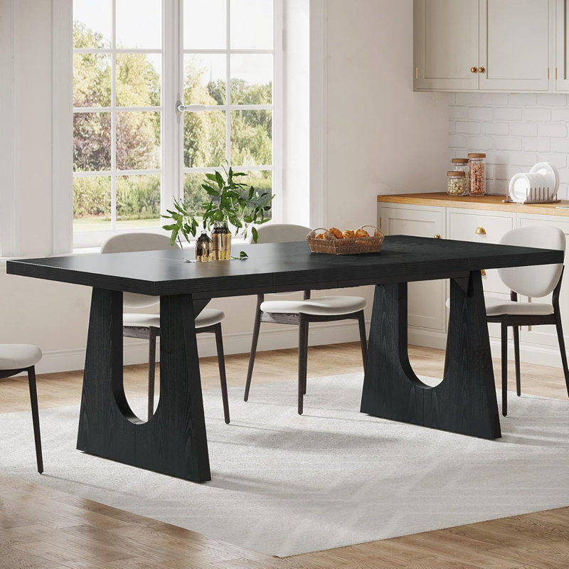 71" Farmhouse Dining Table, Black