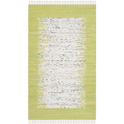 Tapis tissé à plat à la main ivoire / calcaire Paynter