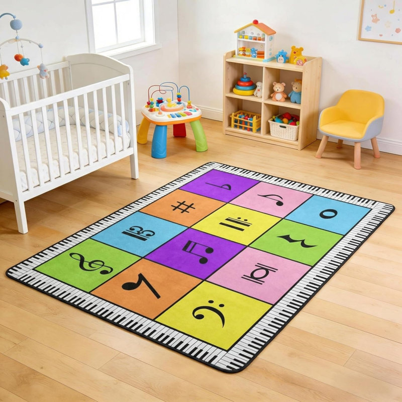 Multicolore tapis de notes de musique 5 pi x 7 pi pour salle de classe