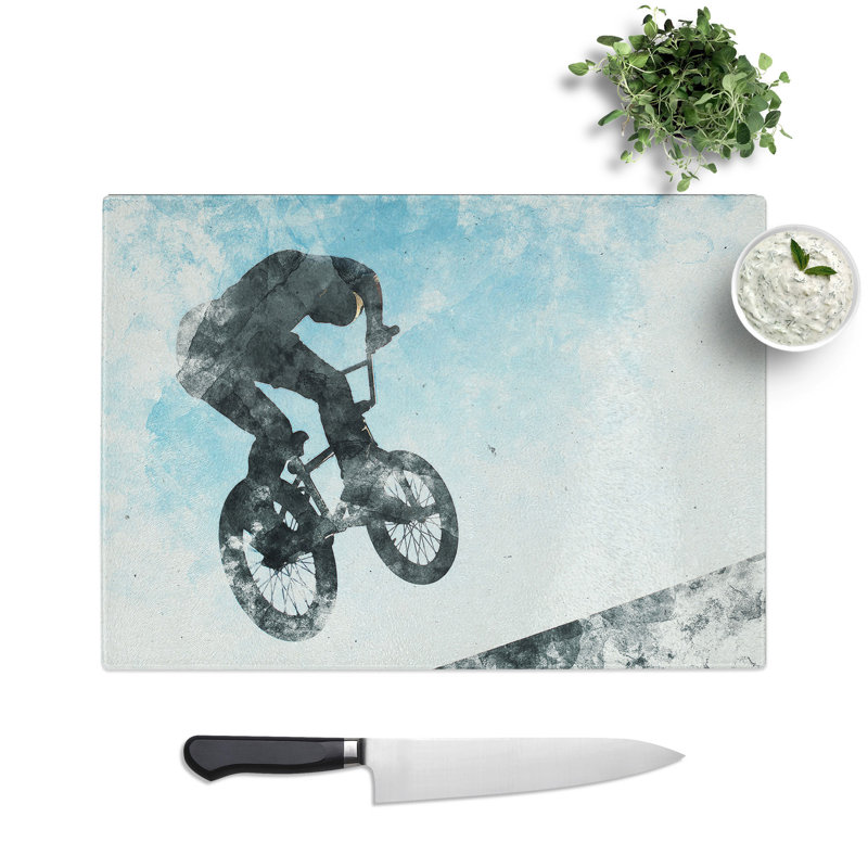Tempered Glass BMX Jump Chopping Board, 20 cm x 28.5 cm