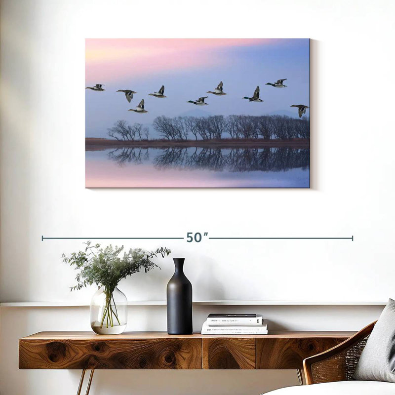 Crowle ciel rose sur les canards, H 24 po x l 36 po