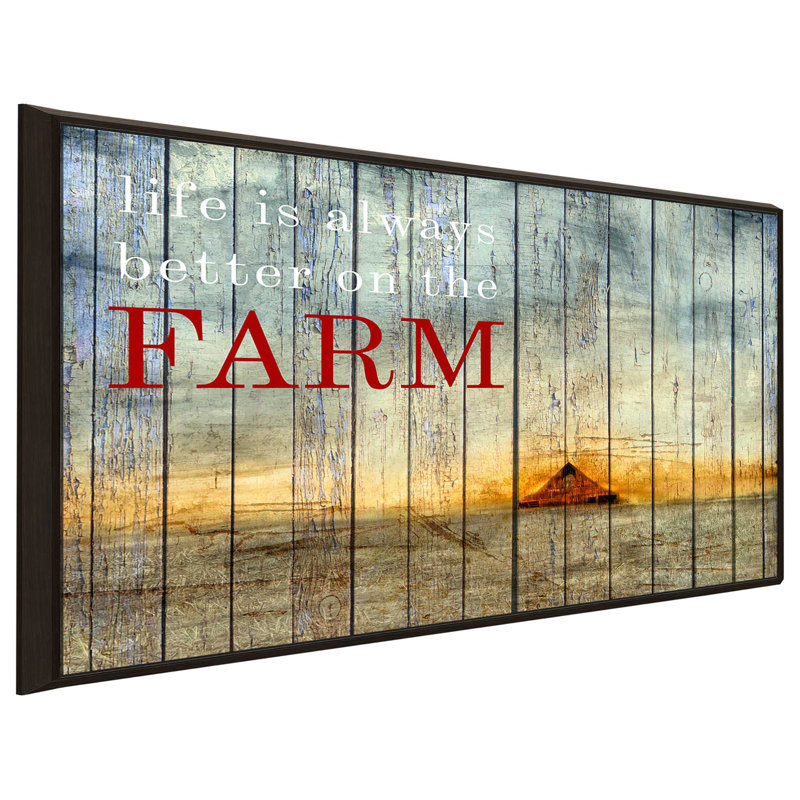 " On The Farm I " by Ynon Mabat, 21.5" H x 33.5" W x 2" D, Espresso Floater Frame