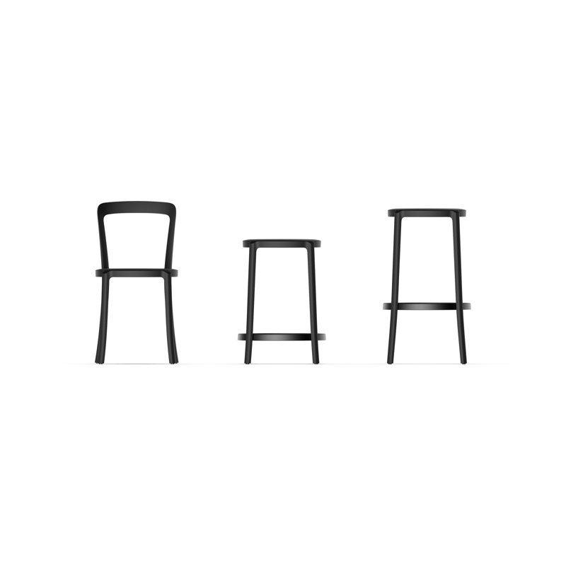 On & On Recycled Plastic Seat by Edward Barber and Jay Osgerby, Counter Stool (24.75" Seat Height), Black