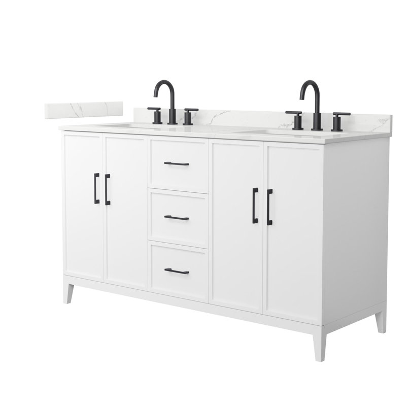 Elan 66'' W Vanity, 8" Center, White / Brushed Nickel, 60'' W