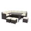 Ensemble de salle à manger 7 pièces, canapé modulaire d'extérieur avec repose-pieds et table de salle à manger-210348968