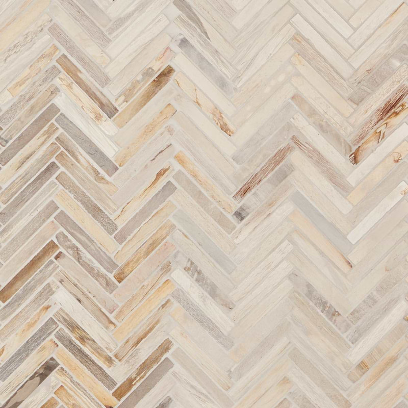 Fossil 1x4 Herringbone Matte Petrified Natural Stone Mosaic Tile