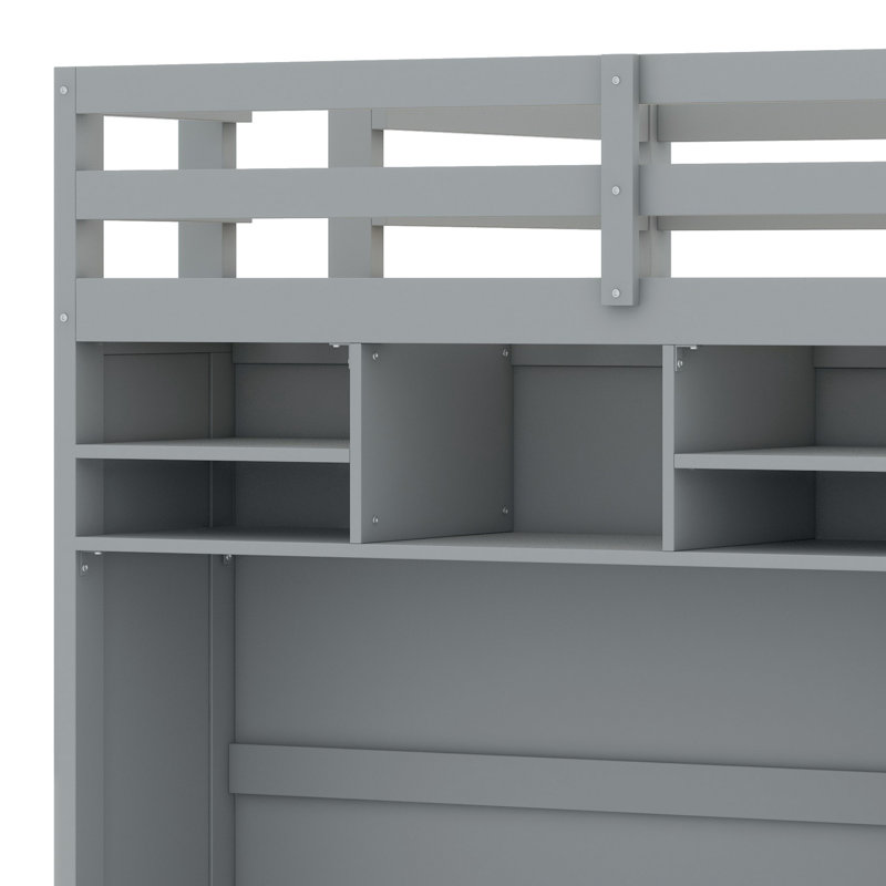 Lit mezzanine avec tiroirs, Gris