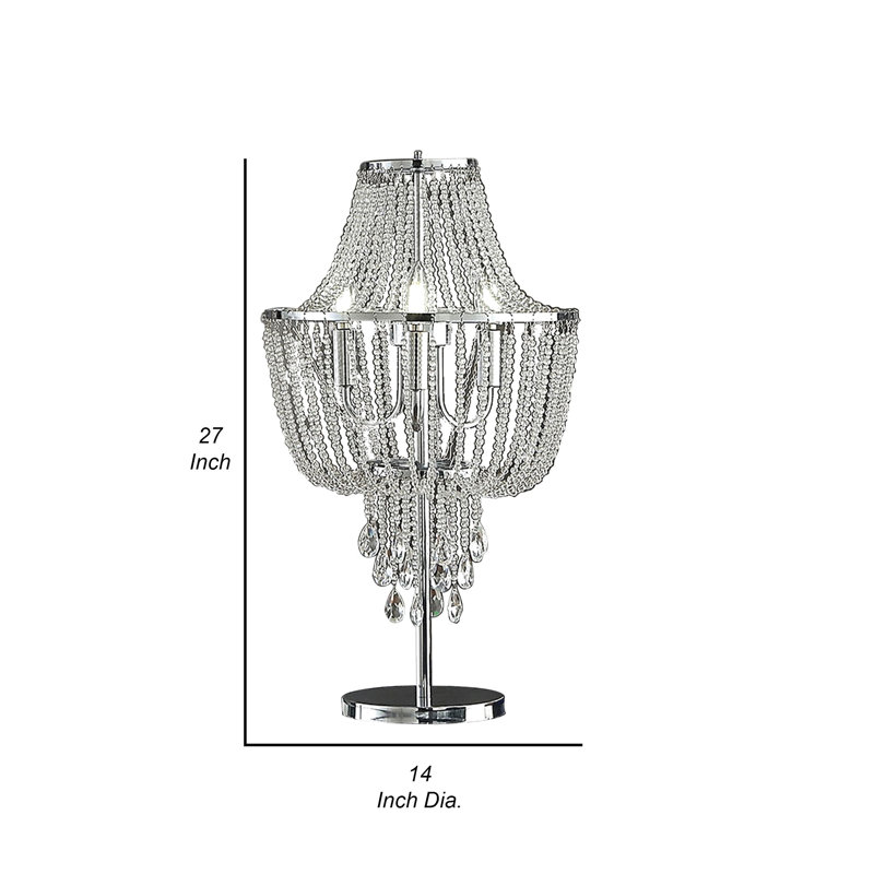 Kaylien Chrome Crystal Chandelier Table Lamp