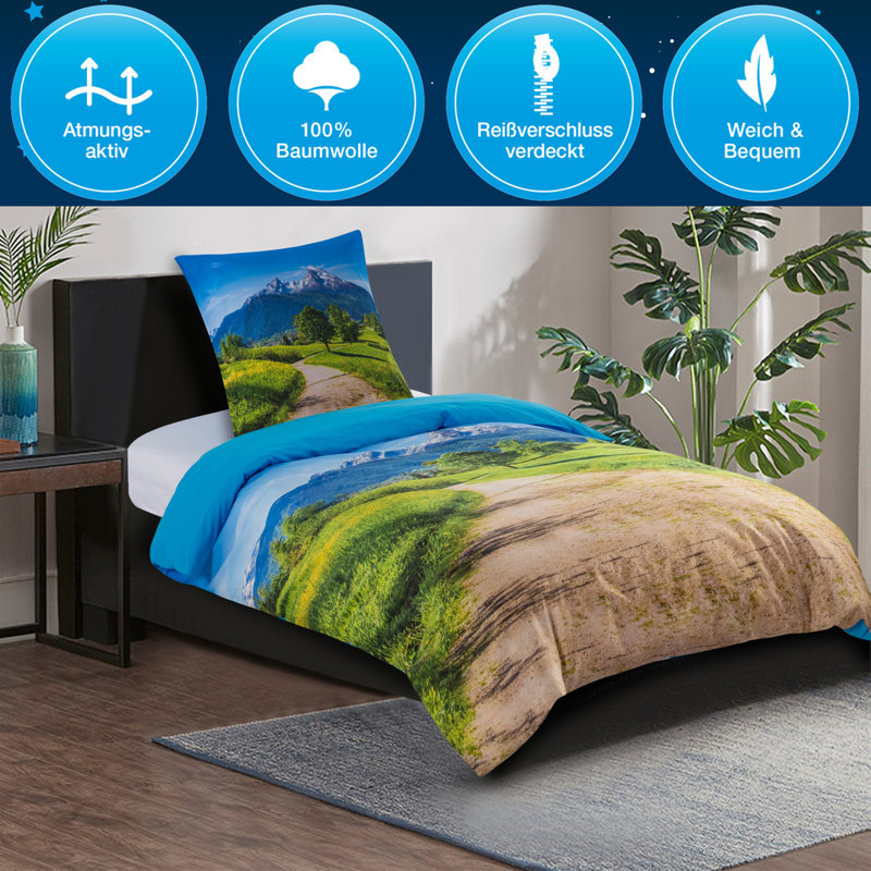 Cotton No Pattern Duvet Cover Set with Pillowcases Included