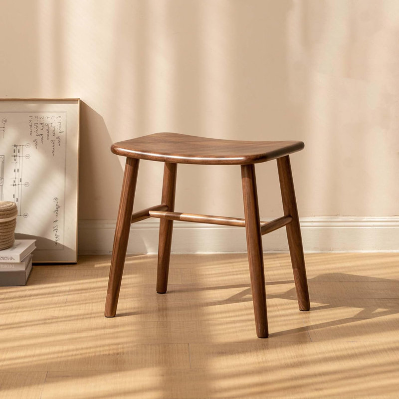 Solid Walnut Makeup Stool, Walnut
