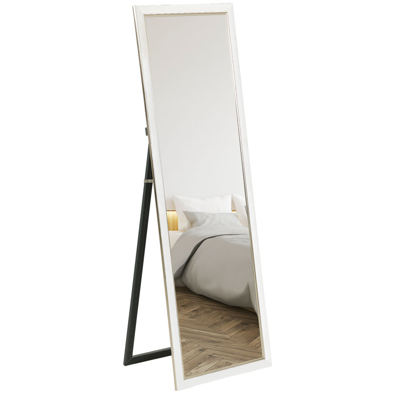 Miroir pleine grandeur sur pied incliné 64 po x 21 po, Blanc