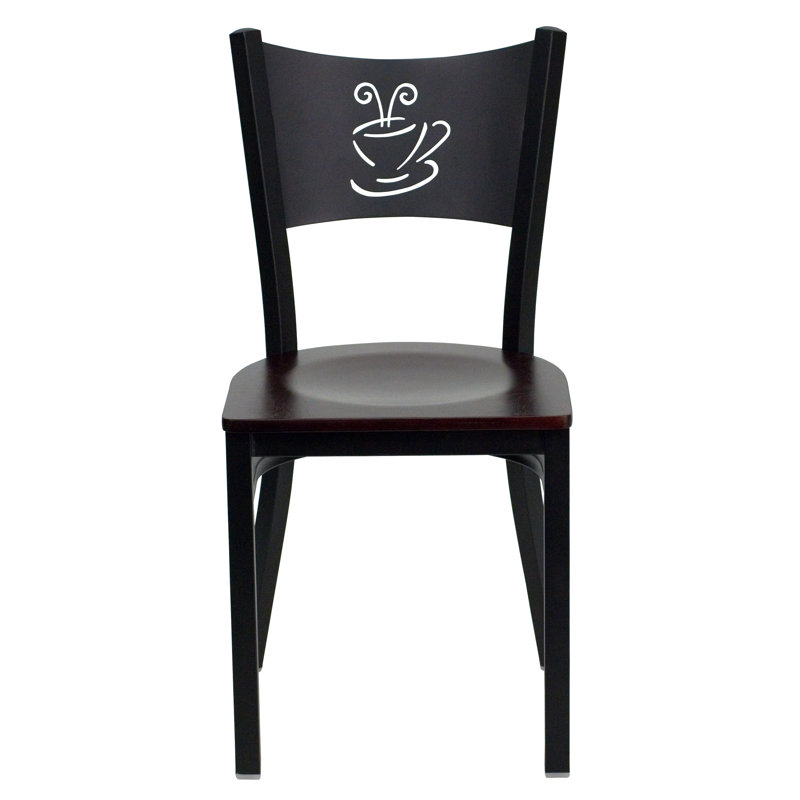 Penaloza Coffee Back Metal Restaurant Chair, Mahogany
