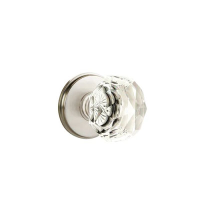 Ensemble de mortaise intérieure Emtek avec rosette Watford et poignée en verre Diamond