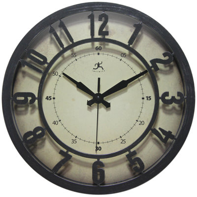 Horloge murale ronde en plastique 12 pouces - noire