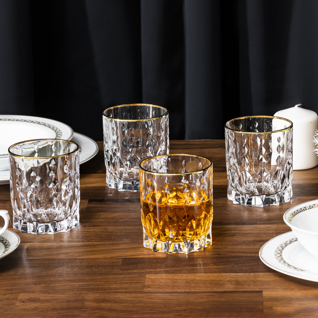 Lorren Home Trends Marilyn Gold Double Old Fashion Tumblers (Set of 4) Lorren Home Trends
